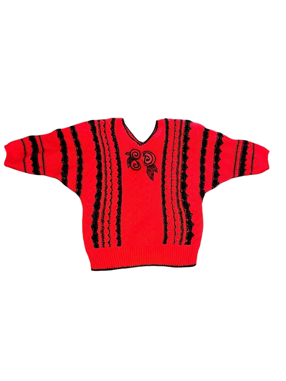 Vintage red Bedloch Popper and black striped knit sweater